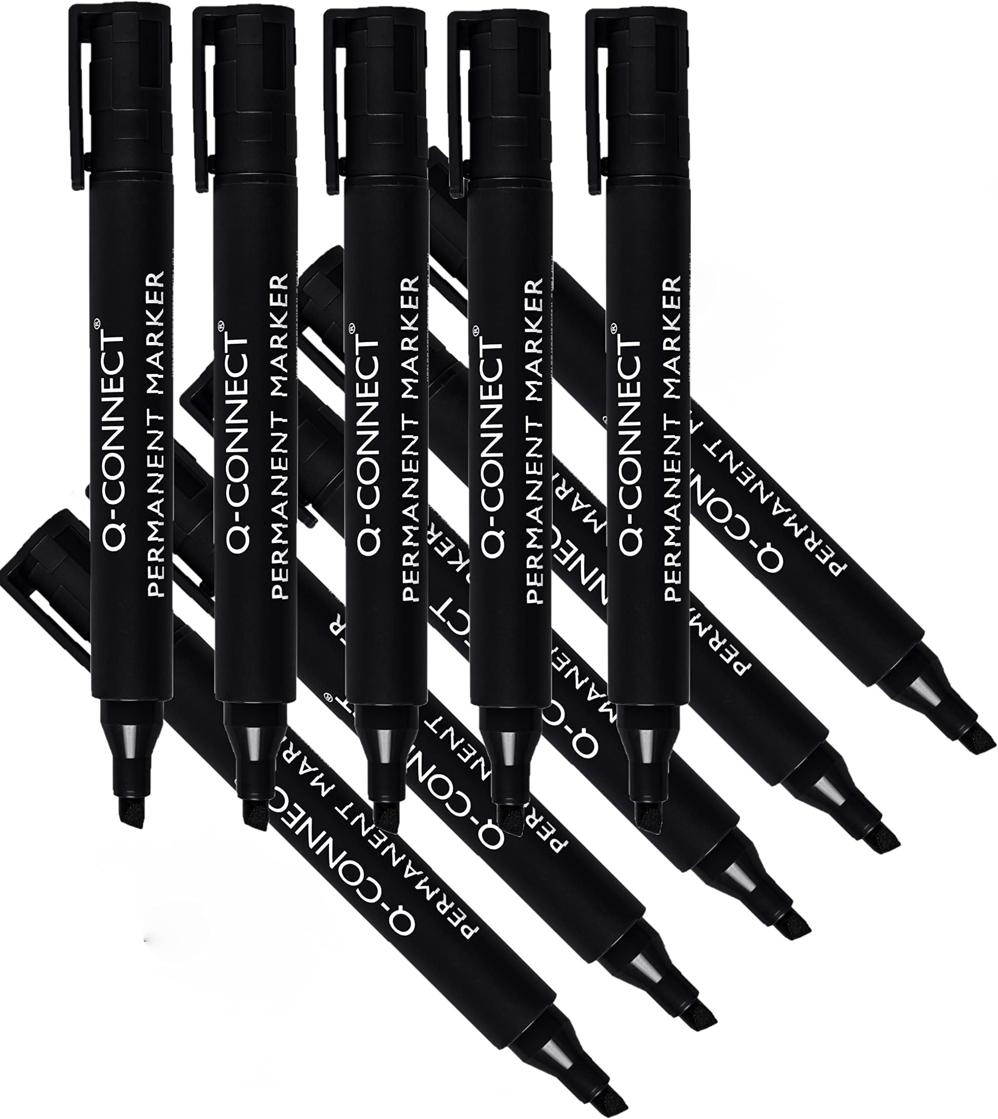 Q-Connect Jumbo Permanent Marker Pen Chisel Tip KF00270 - Black Pack Of 10