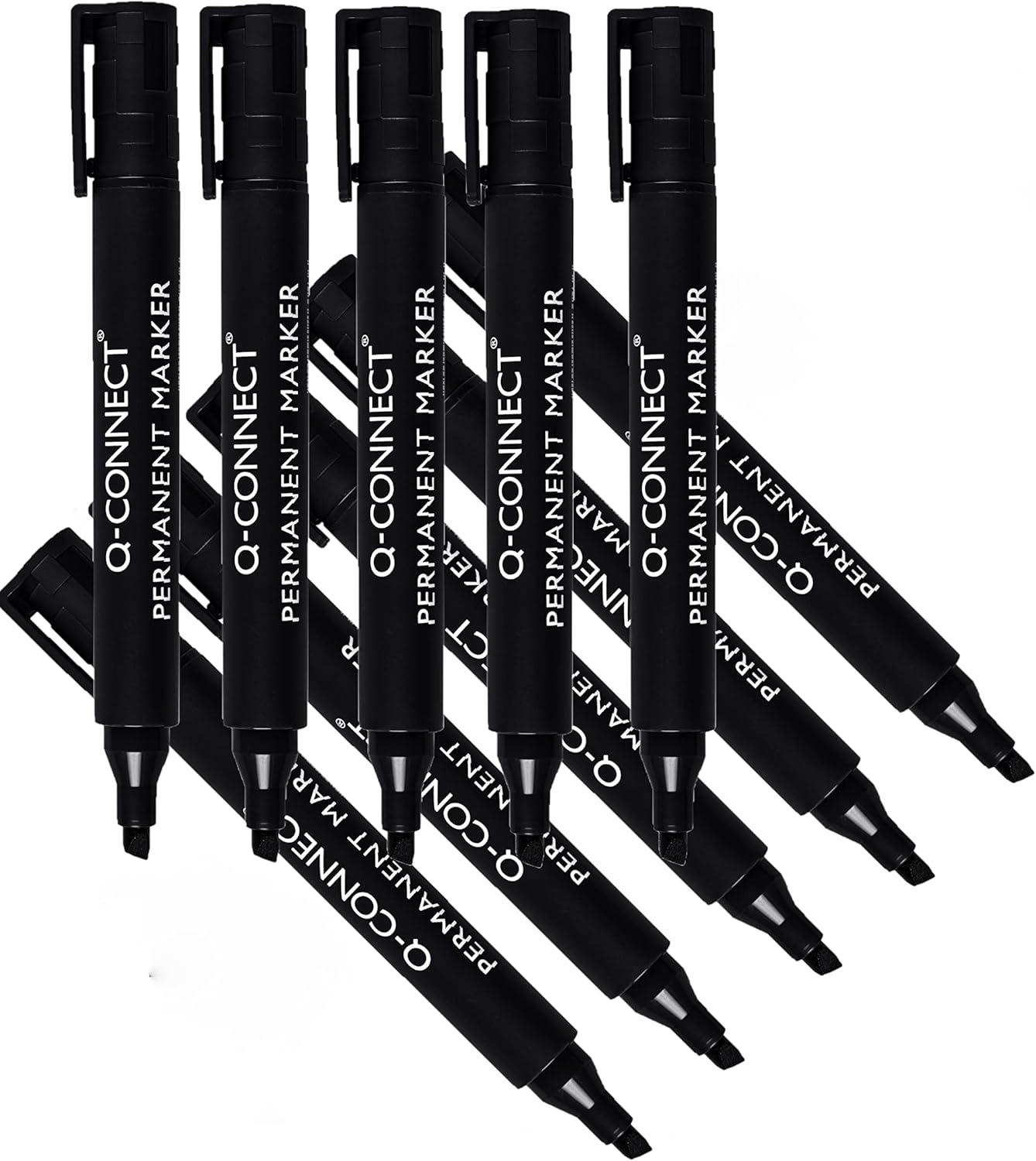 Q-Connect Permanent Marker Pen Chisel Tip Black (Pack of 10) KF26042