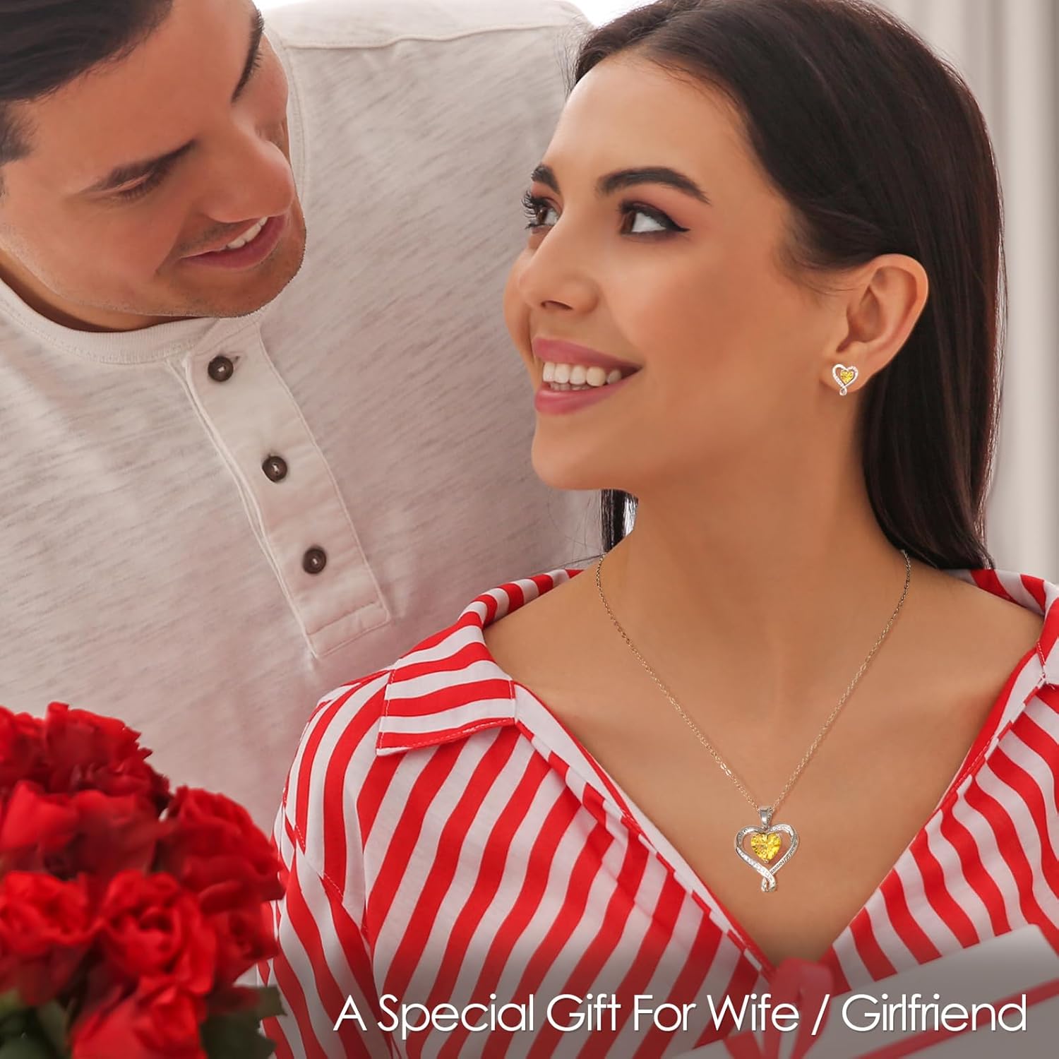 Earrings for Women, S925 Sterling Silver Rose Gold Birthstone Heart Studs Earring for Girlfriend Wife, Anniversary Birthday Christmas Valentines Mothers Day Gifts Jewelry for Women Wife Her Mom - Image 2