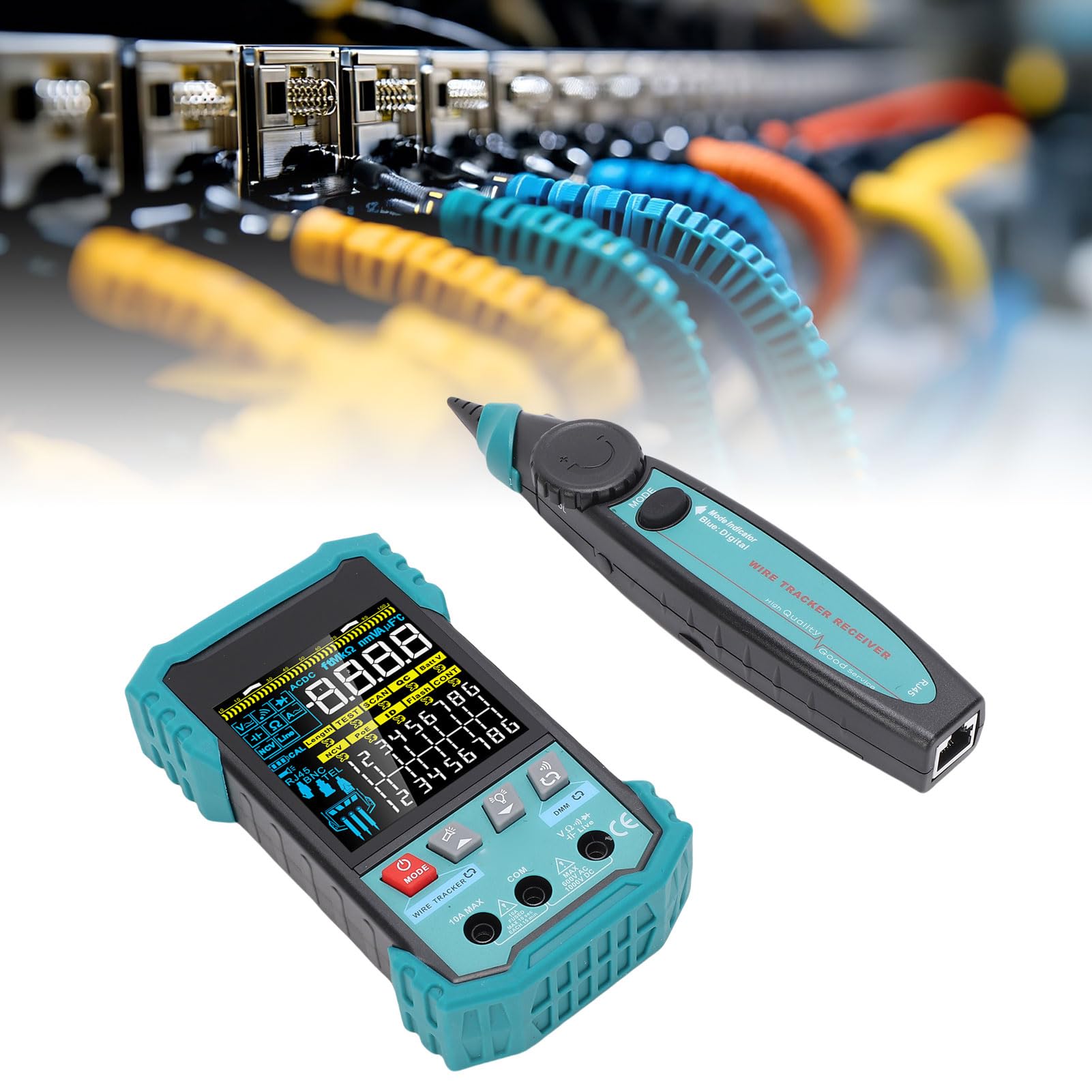 Fafeicy Tester per Cavi di Rete RJ45 Tester per Cavi Ethernet con Multimetro PoE NCV 400 M Lunghezza Porta di Misurazione Luce LED Lampeggiante per CAT5 CAT5e CAT6 CAT6A STP UTP