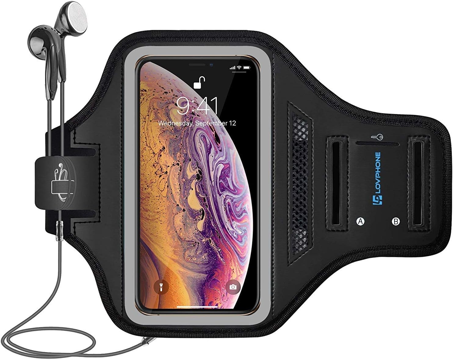 iPhone 14 Pro/ 14/13 Pro/ 13/12 Pro/ 12/11 Pro Max/ 11 Pro/ 11/ XR/XS Max Armband, Sport Running Exercise Gym Case with Key Holder & Card Slot (Gray)