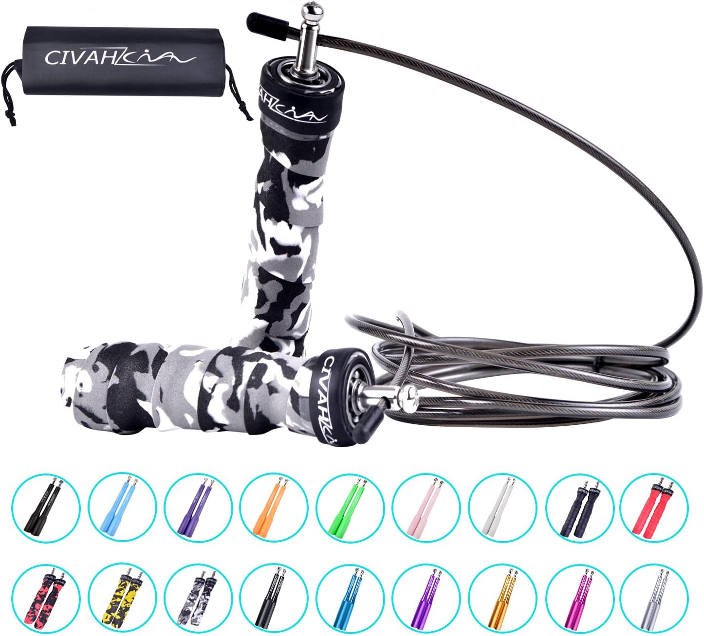 CIVAH skipping rope speed wire jump rope tangle-free adjustable rapid ball bearings free carry case some colors choice for fitness
