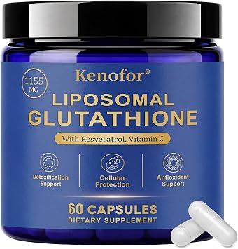 Liposomal Glutathione with Resveratrol, Vitamin C & Vitamin B2-1155mg, High Absorption L-Glutathione Supplement for Antioxidant Support, Cellular Health & Immune Support - 60 Capsules