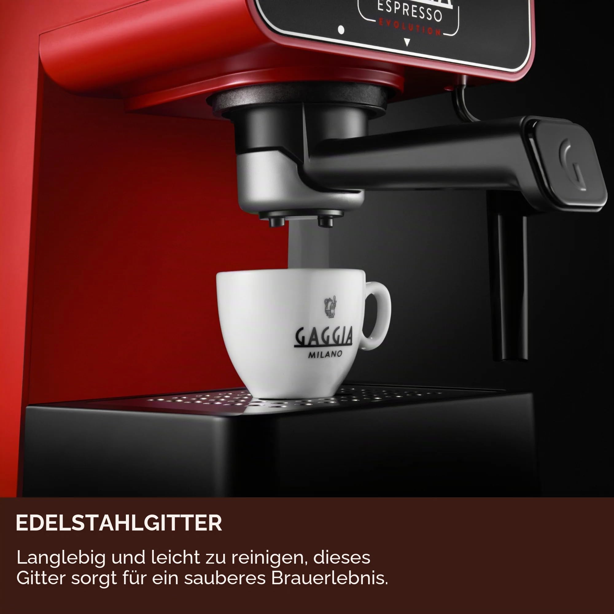 Gaggia Espresso Evolution Red | PID Kesseltemperaturregler | Kaffeemaschine Made in Italy | Automatische Vorbrühautomatik | Siebträger 53 mm | Espressomaschine mit Pumpe | Amerikanisch