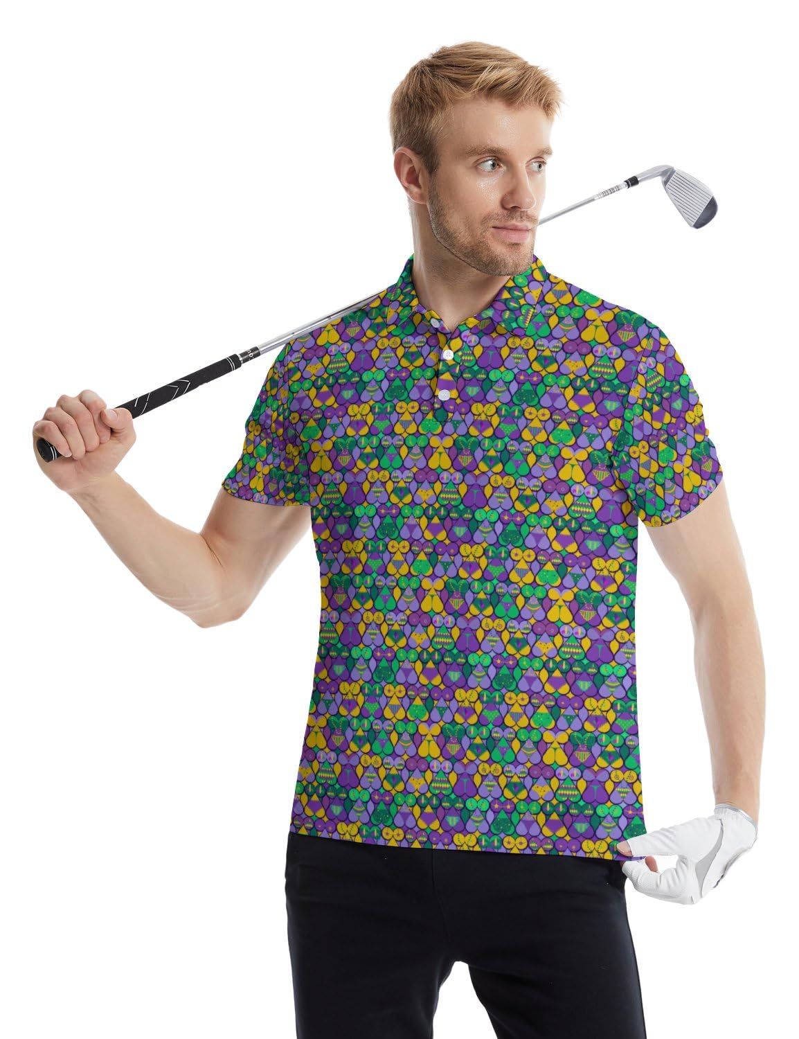 HUURAY Divertidos polos de golf para hombre, camisas de manga corta con estampado divertido, camisas polo de secado rápido, camisa hawaiana, trajes de golf de alto rendimiento