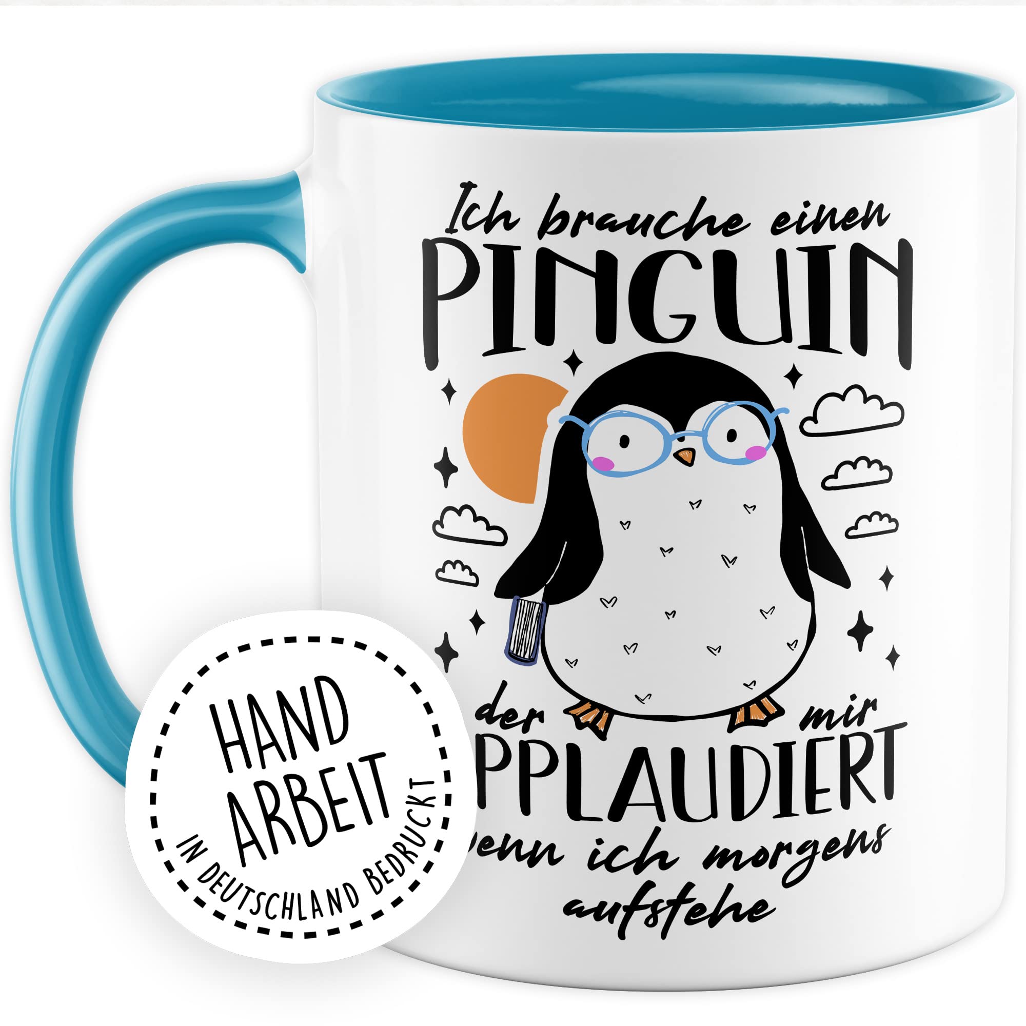 Lustige Pinguin-Tasse „Ganz Ganz Dünnes Eis!“ | 330 Ml, Keramik, Spülmaschinen- & Mikrowellengeeignet