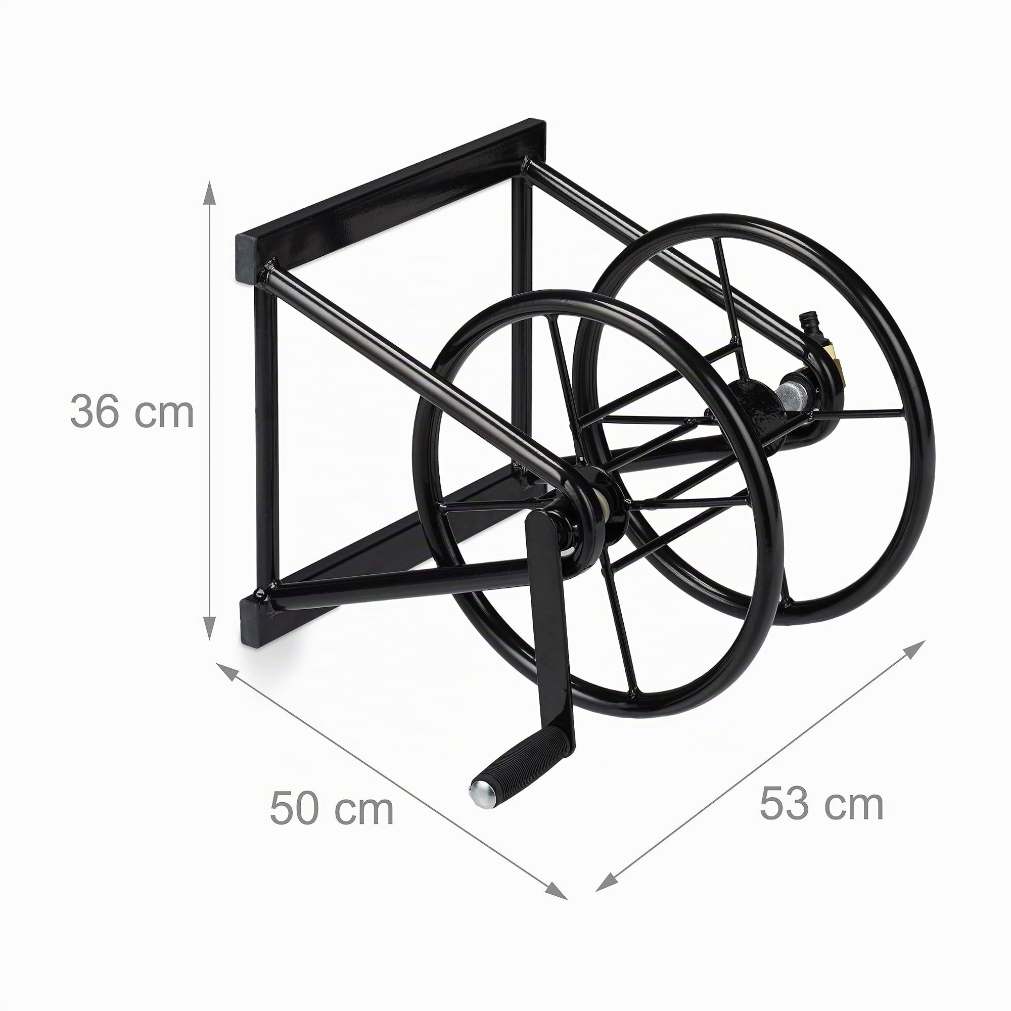 Relaxdays Enrouleur Mural de Tuyau, Tambour Enrouleur Tuyau d’arrosage manivelle, 60 m Long, en Acier,HlP 36x53x50 cm