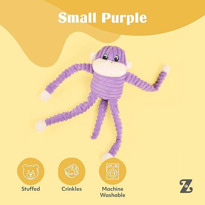 ZippyPaws Mono Crujiente - Juguete Interactivo con Chirriador para Perros miniatura 4