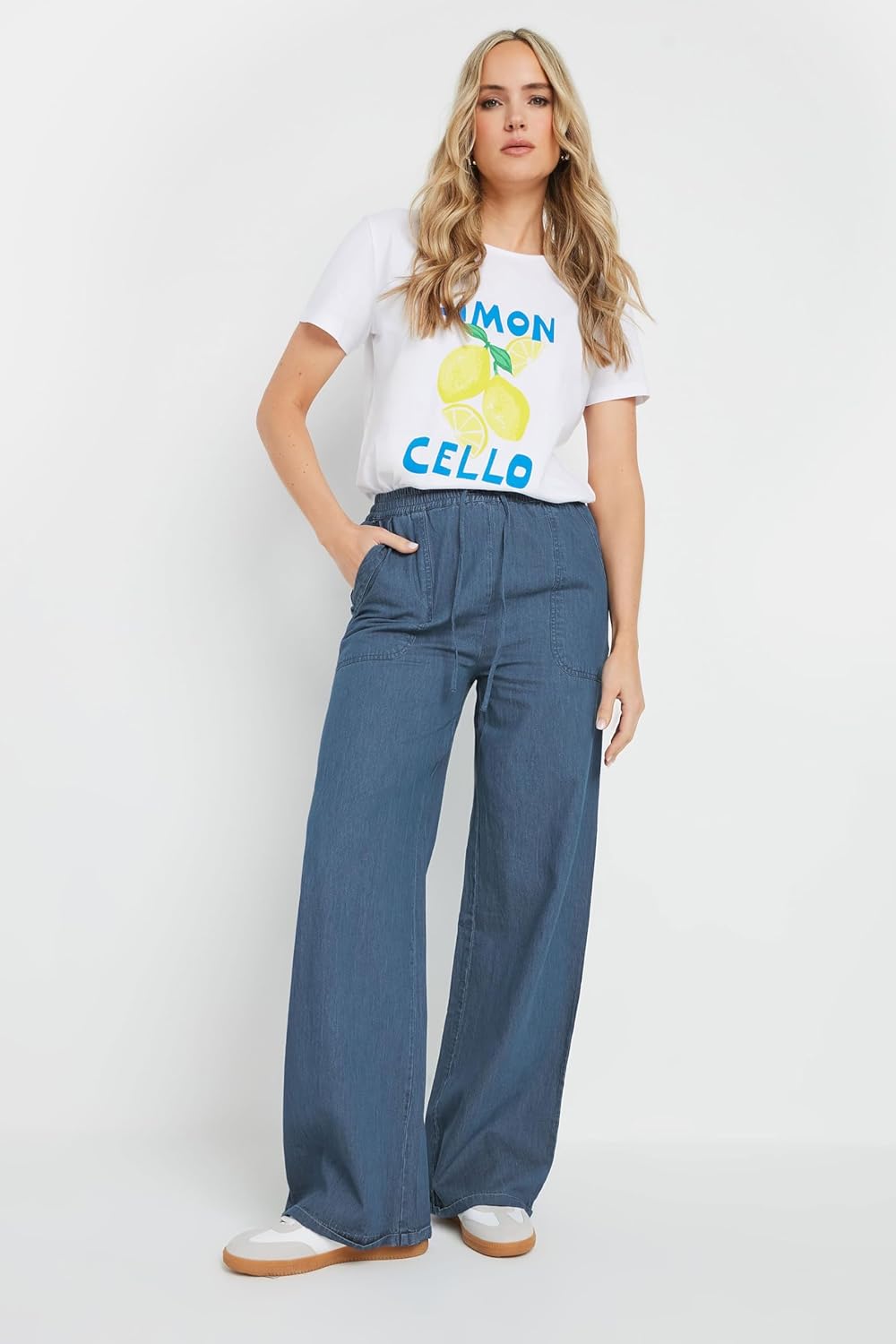 Long Tall Sally LTS Tall Denim Wide Leg Jogger Blue