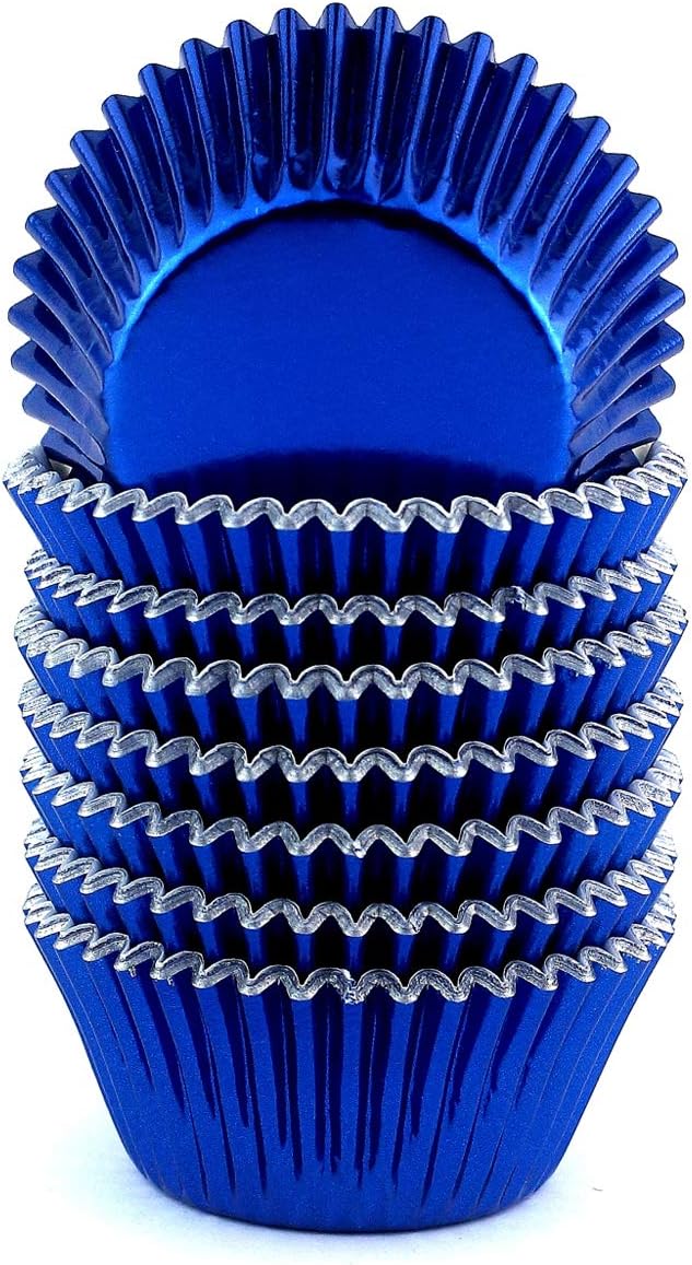 Foil Cupcake Liners Baking Cups Paper Standard Navy Blue, 200 Pack