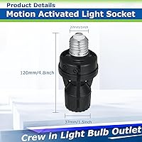 Vista 2 de Hortsun 3 tomas de luz con sensor de movimiento, enchufe inteligente de rosca compatible con E26/E27 con control de luz nocturna de encendido