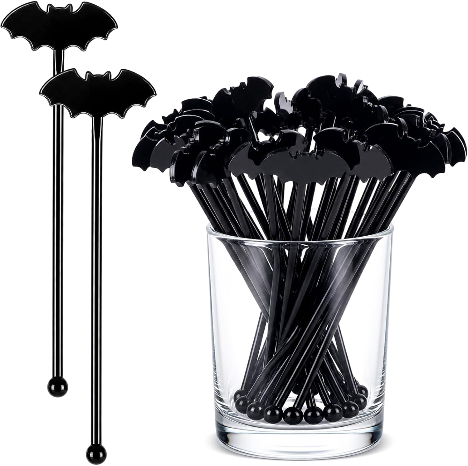 Silifine 100 Pcs Fall Swizzle Sticks Plastic Pumpkin Drink Stirrers