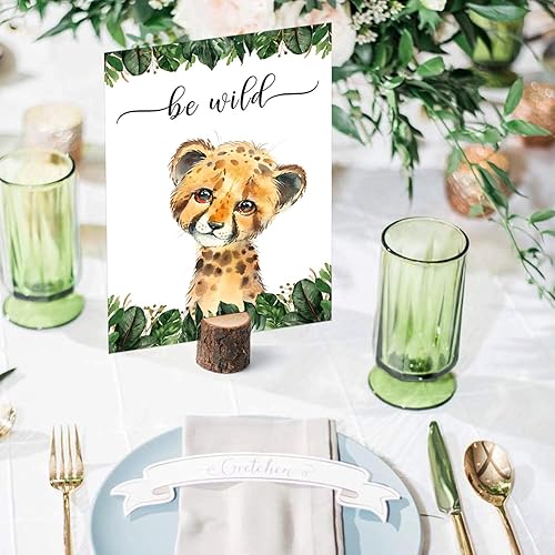 Miniatura 6 de 8 centros de mesa de safari en la selva y soportes de madera, baby shower de safari para decoración de mesa, centro de mesa de fiesta de cumpleaños