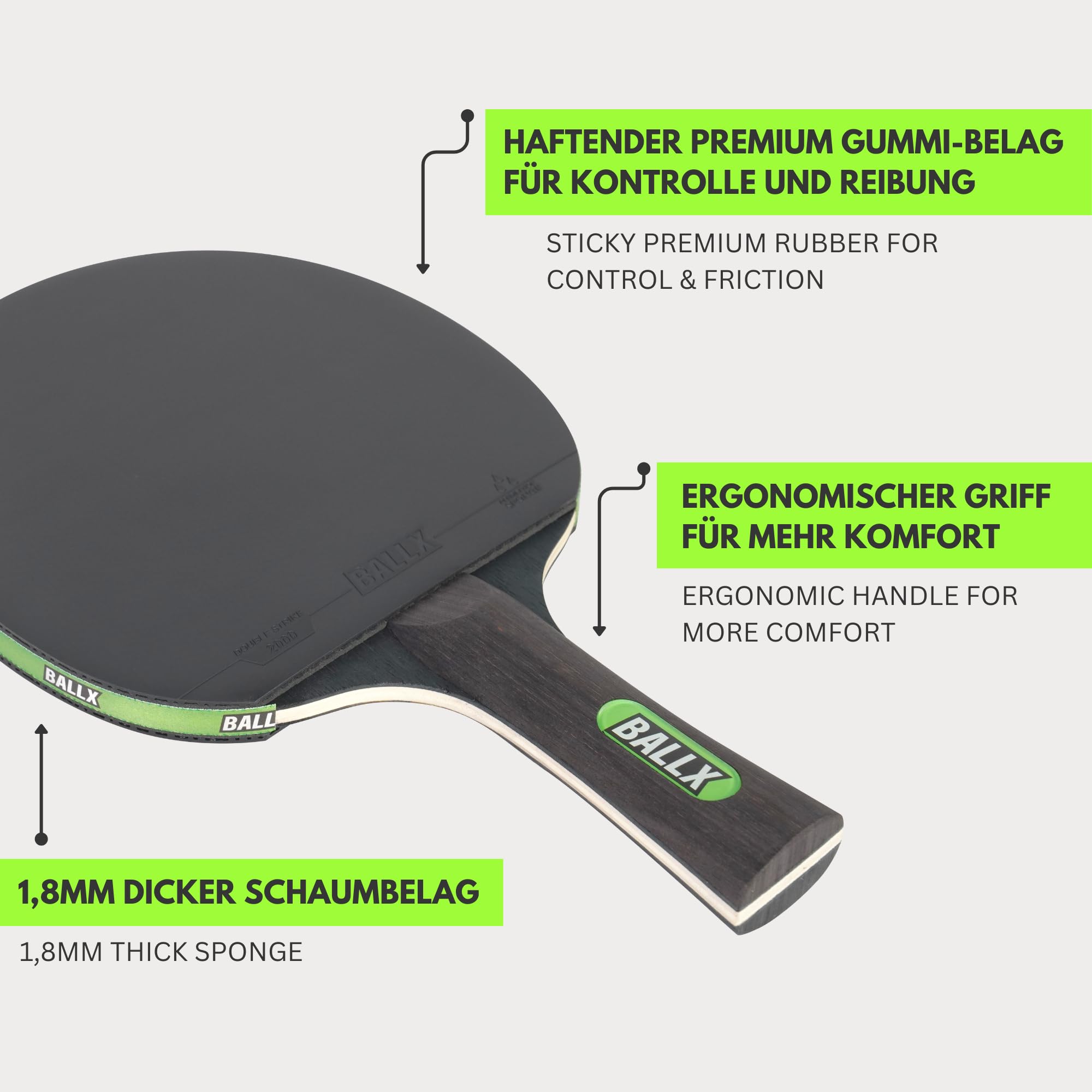 Tischtennnisschläger Set DoubleStrike 2000 inkl. Tasche & Bälle [PRO Carbon] - Tischtennisschläger Set - Tischtennisset - Table Tennis Racket - Tischtenniskellen - Tennisschläger Carbon