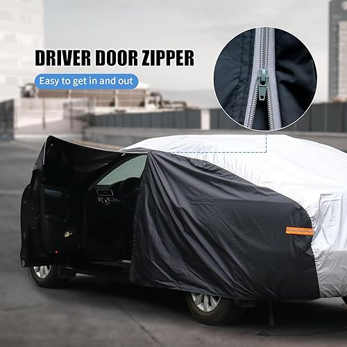 Miniatura 4 de Funda impermeable para automóvil para todo tipo de clima, fundas de automóvil para exteriores con puerta con cremallera, protección contra el viento