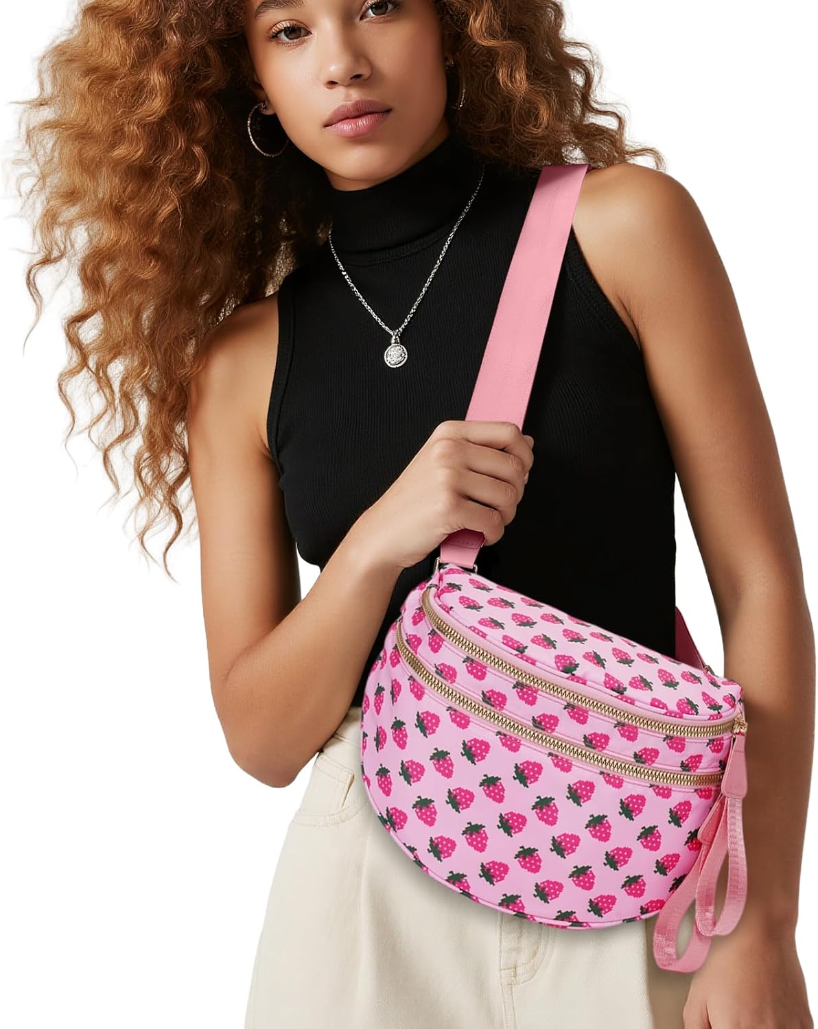 Checkered Crossbody Bag Nylon Bum Bags for Women Spacious Handbags Checkered Purse Fanny Packs with Shoulder Strap - Image 7