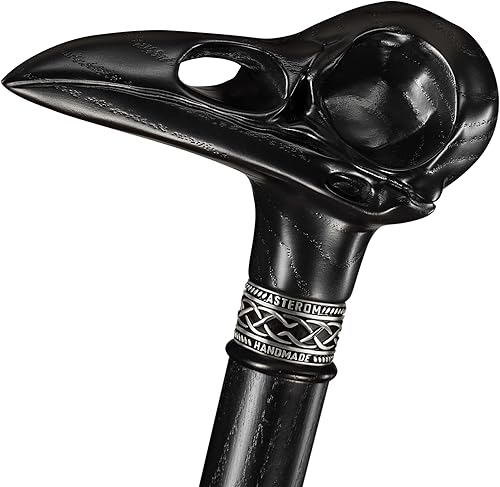 Cool Plague Doctor Cane - Elegante bastón steampunk para hombres y mujeres - Bastón negro tallado con calavera de cuervo disponible en Yaxa Peru