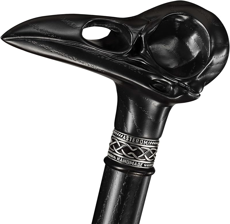 Bastón de madera para médico de la peste Asterom, bastón para caminar con calavera de cuervo, gótico
