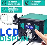 Vista 3 de YIHUA Estación de soldador 938BD+ II Retrabajo de aire caliente con modo de suspensión, °F/°C, funciones digitales de calibración de temperatura