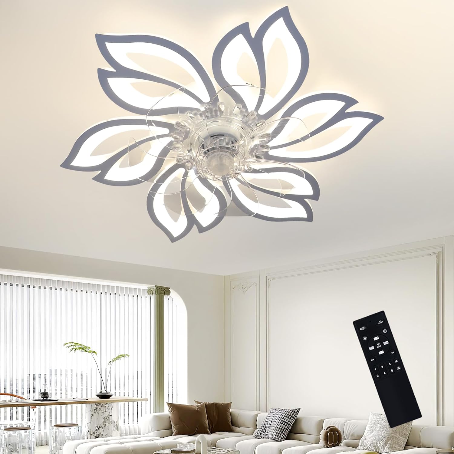 Zwart RGB-plafondventilator Met Verlichting Met Afstandsbediening APP, Kinderlamp Met Ventilator Omkeerbaar 6-snelheden Dimbare Plafondlamp Met Ventilatorgeheugenfunctie Stil