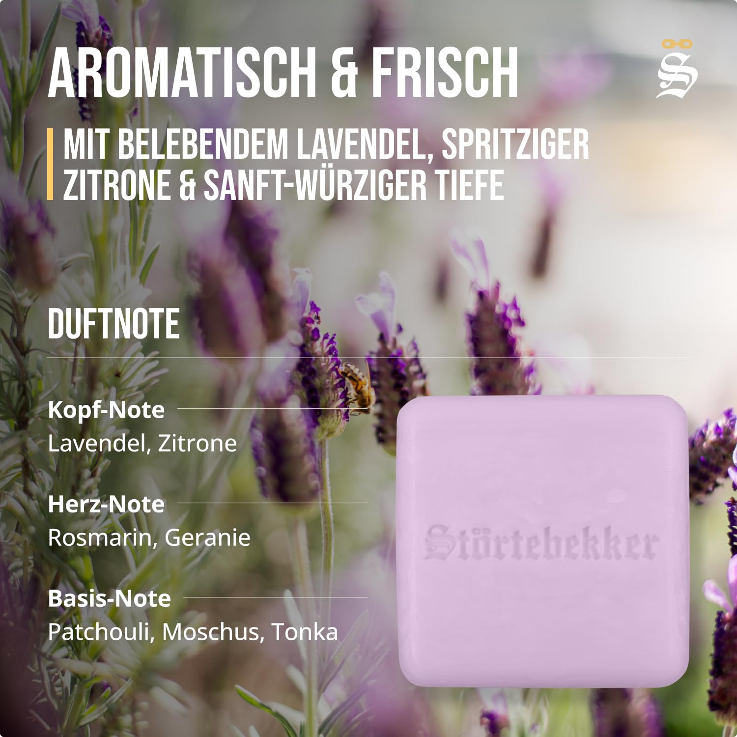 Störtebekker® Premium Shampoo Bar Lavendel (6x) - Festes Shampoo Herren & Damen - 3in1 Duschseife Männer für Haare, Kopfhaut & Bart - Feuchtigkeitsshampoo - vegan, handgefertigt - 6x100g