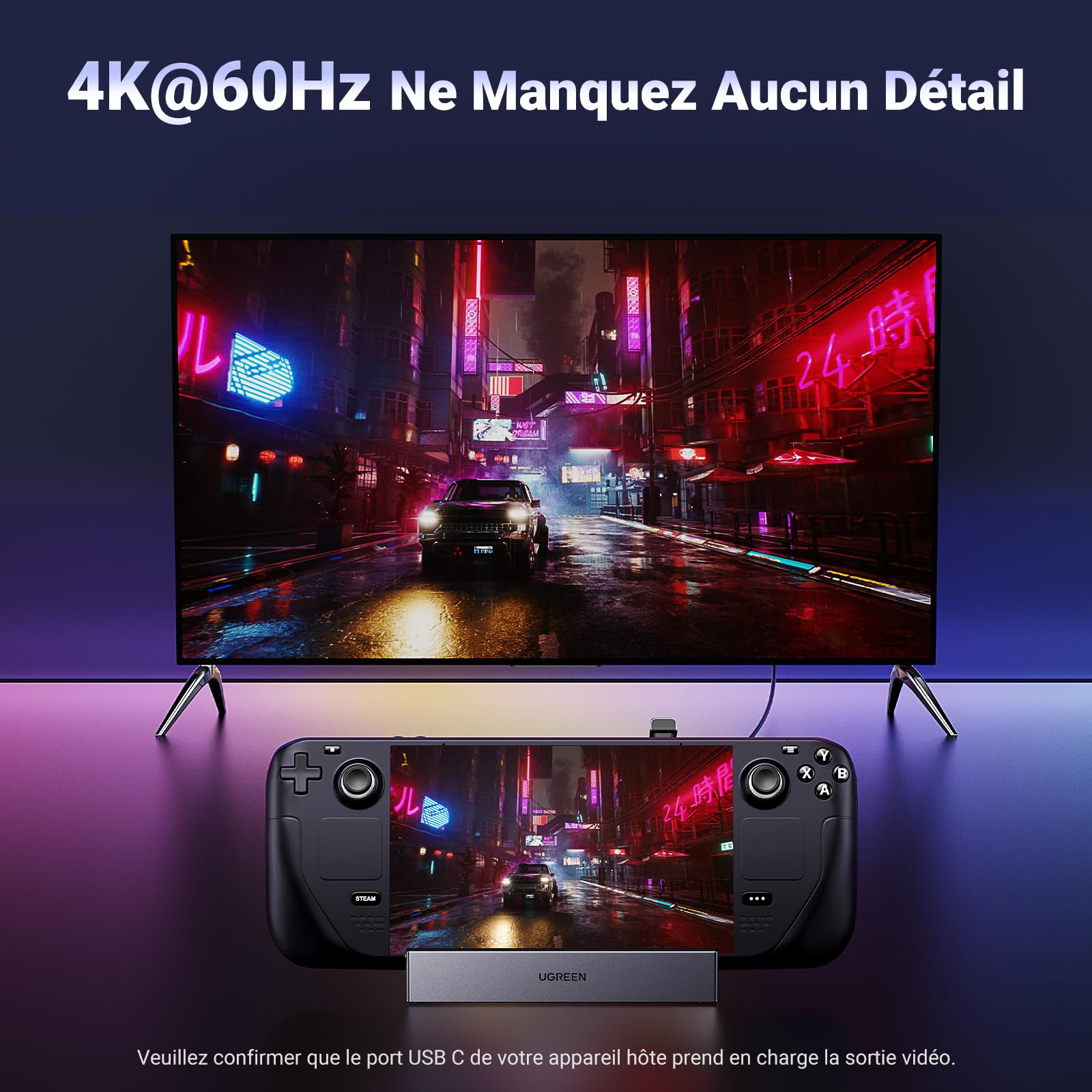 UGREEN 9 en 1 Docking Station Compatible avec Steam Deck OLED ROG Ally X Legion Go Dock USB C HDMI 4K 60Hz Adaptateur Ethernet Gigabit Multi Data Ports 10Gbps PD 100W Lecteur de Carte SD TF
