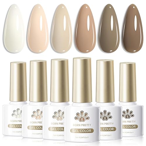Born Pretty Nude Gel Nail Polish,Cream Beige White,Nude,Khaki,Brown,Chocolate Neutral Skin