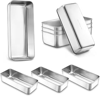 LIANYU 8 Pack Large 12x5 Inch Loaf Pans, Stainless Steel Bread Pans Set for Baking Sourdough Bread, Meatloaf, Cake, Brownies, Durable & Non Toxic Metal Bakeware, Dishwasher Safe