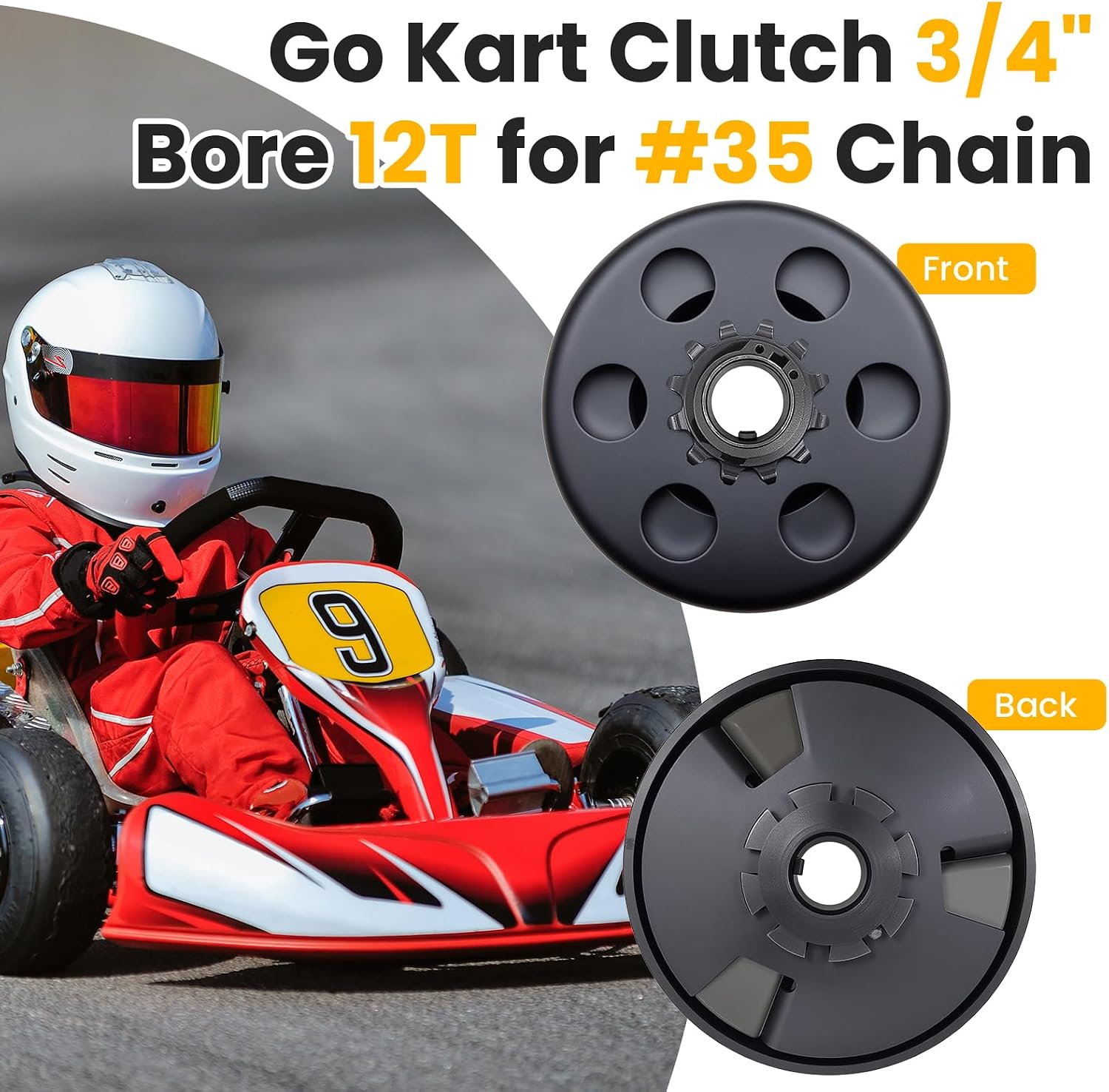 12 Tooth Clutch For Predator 212 196 Clutch 3/4 Bore Centrifugal Clutch 35 Chain For Honda GX160 GX200 GX140 GC120 GC160 GC190 6.5 HP Go Kart Mini Bike