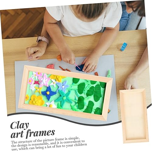 Miniatura 6 de Marcos de pintura de arcilla, 3 piezas, marcos de obras de arte para niños y niñas, marcos de arte de madera para fotos de bricolaje para niños y