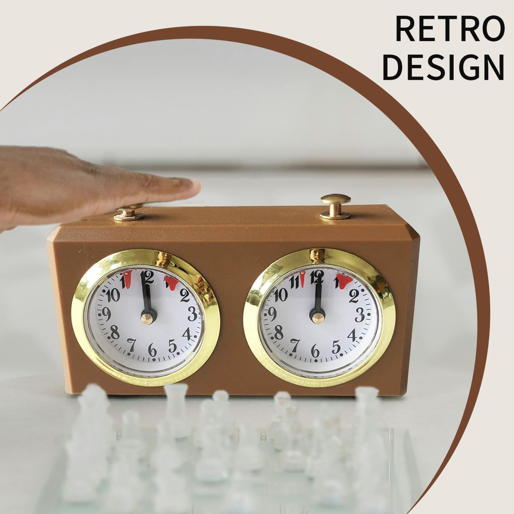 Horloge d'échecs, minuterie d'échecs mécanique Professionnelle avec Bouton de démarrage de synchronisation, minuterie 'Horloge Portable analogique 6x4x2 pour Board International