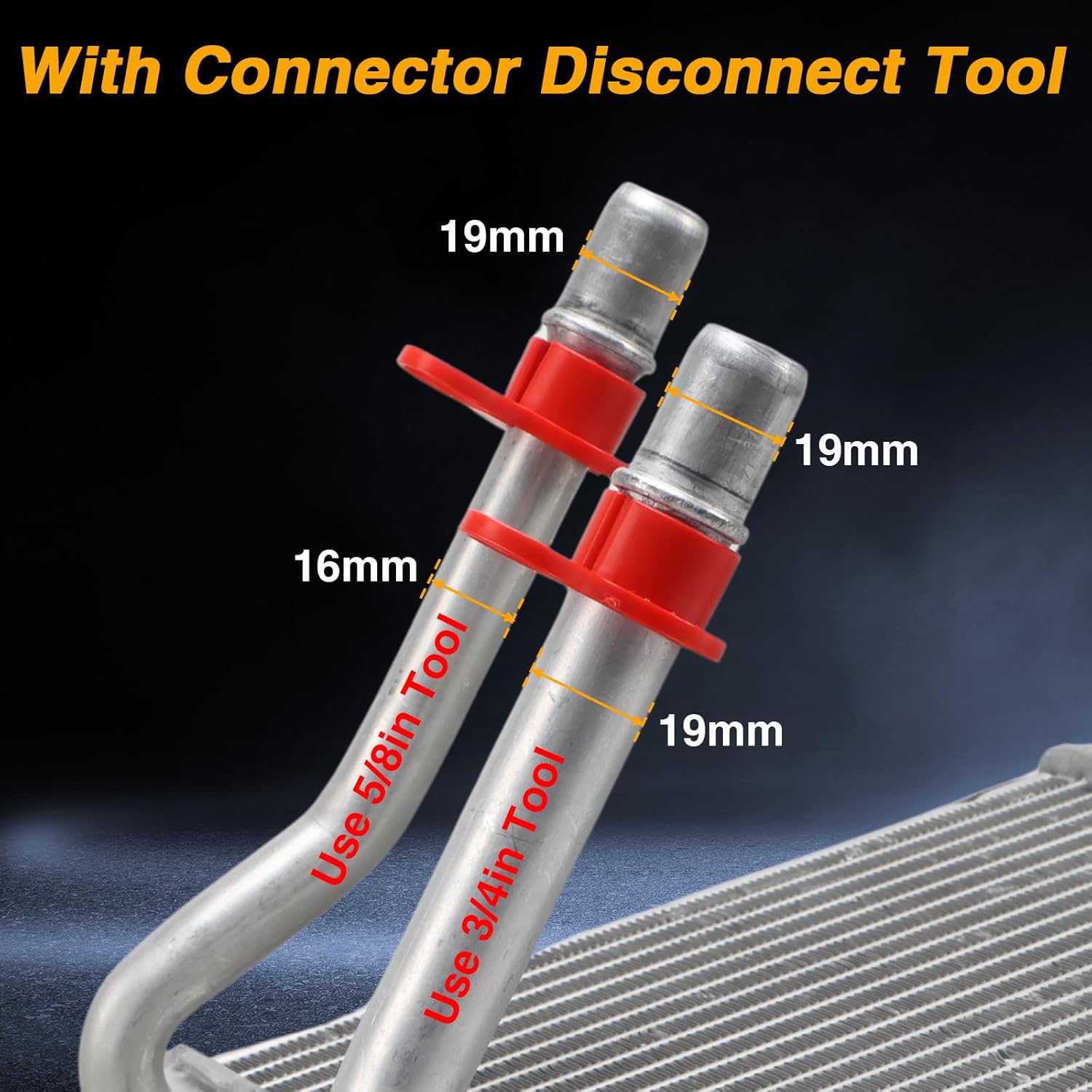 EVRBUL 2PCS Heater Core Hose Connectors - Stainless Steel Coolant Hose Connector Inlet/Outlet 3/4In Tube x 5/8In Hose Compatible with Chevrolet GMC Cadillac Replace# 15032062 800-409HP