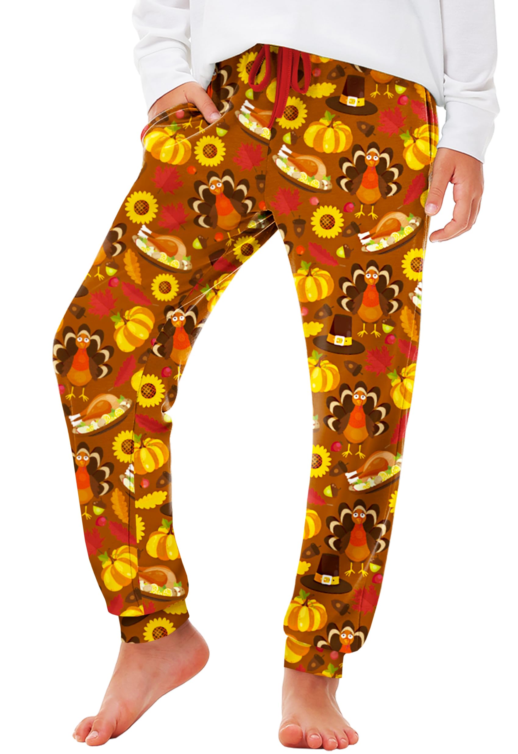 Deerose 4th of July Pants American Flag Drawstring Sweatpants with Pockets 5-14 Years