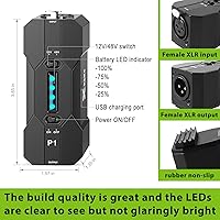 Vista 6 de Xvive Fuente de alimentación P1 Phantom 48V/12V, hasta 40 horas de uso, alimentación Phantom portátil recargable para micrófonos