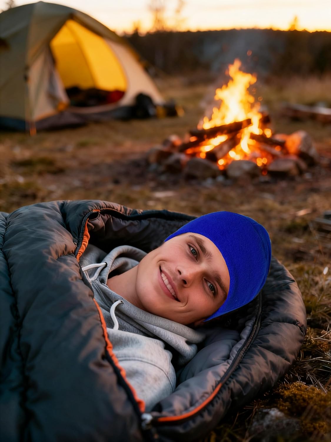 Winter Fleece Beanie, Wide Double-Layer Brim Warm Skull Cap, Windproof Lightweigh Sleep Hat for Men Women - Image 6