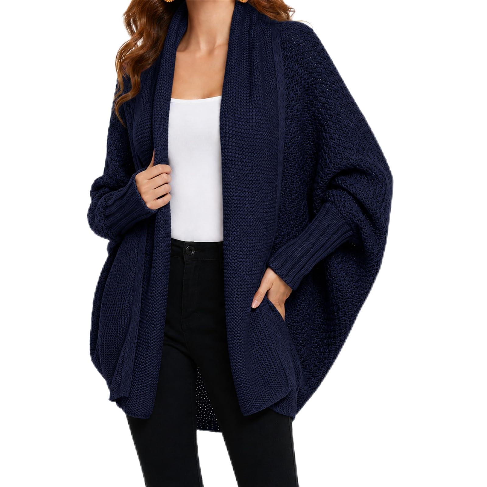 Generisch Weiche Damen-Strickjacke im Oversize-Stil mit Fledermausärmeln