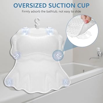 SetSail Bath Pillow, Bath Pillows for Tub Neck and Back Support, White