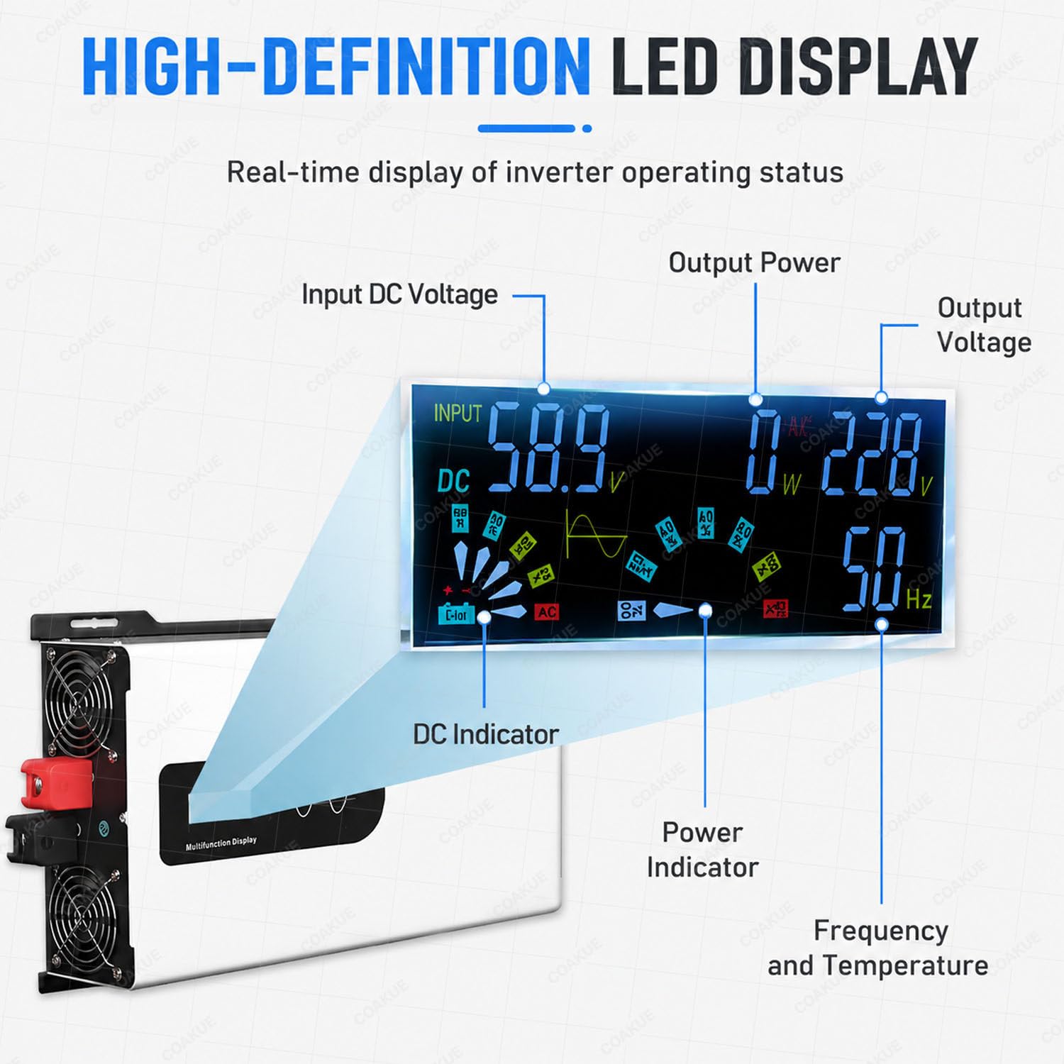 Inverter a Onda sinusoidale Pura, Ibrido Solare da 12V-96V DC a 110/220V AC 72Vto110V-2500W | Uscita split-phase per sistemi di accumulo energetico domestico, collegabile in parallelo, ideale per camper