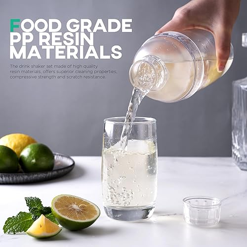 Miniatura 3 de Homestia Coctelera de plástico con escamas, 3 tazas de té Boba de 24 onzas (23.7 fl oz) con 3 tapas adicionales reemplazables, juego de mezcladores