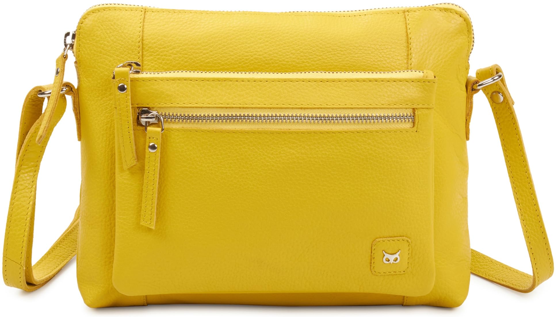 Leather Crossbody Bags for Women Small Soft Genuine Pebbled Sling Shoulder Handbag Crossover Purse with Full Adjustable Strap (Yellow Nappa)