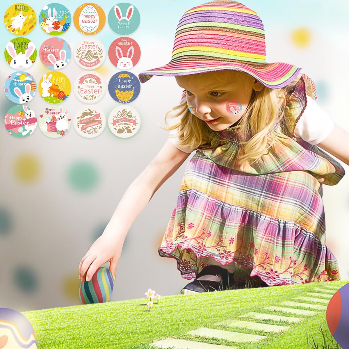 YIEUR 24 vellen paasstickers paasstickers voor kinderen paashaas kuikens paaseieren paasdecoratie (B