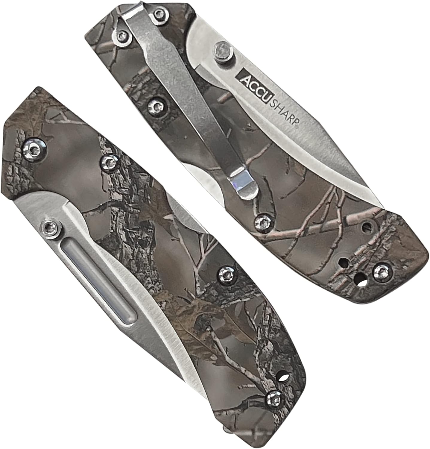 AccuSharp Lockback Knife Lightweight Stainless Steel Sport Knife and Knife & Tool Sharpener Bundle for Hunting, Fishing, Camping & Outdoor Use, Camo