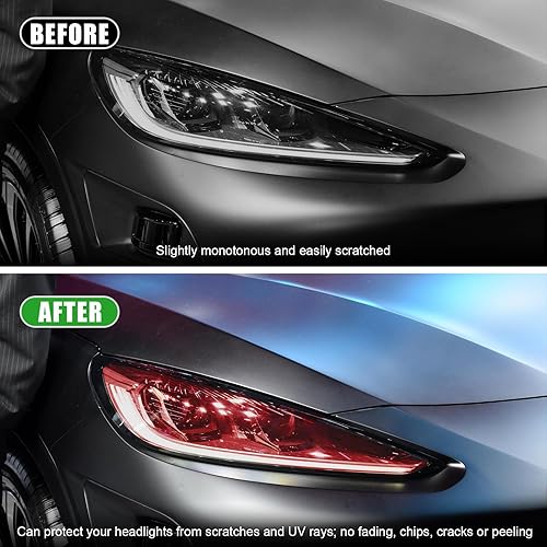 Vista 14 de Película de tinte para automóvil de 12 y 48 pulgadas, faros delanteros brillantes de camaleón, luces traseras antiniebla con apretar y cortar, rollo
