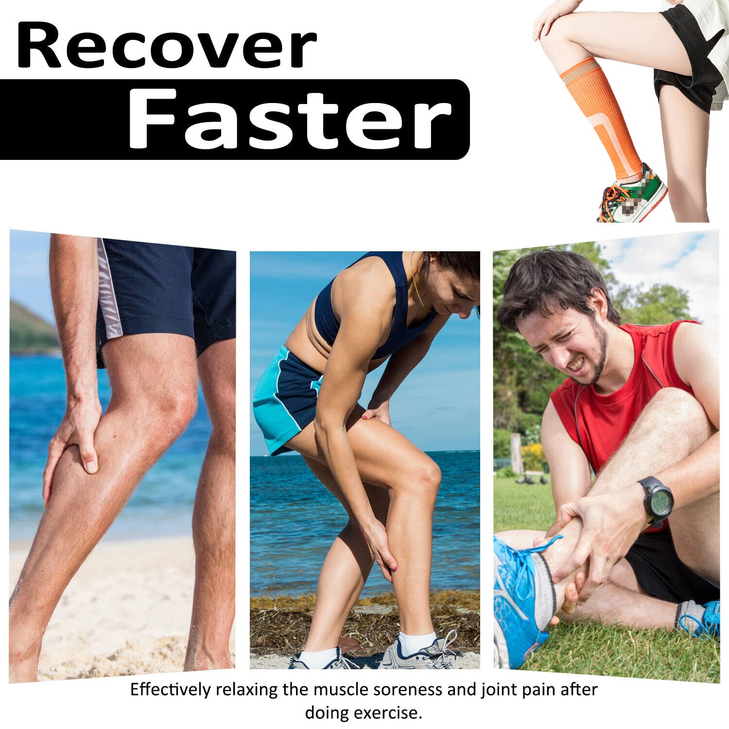 Calze a Compressione per la circolazione di Donne e Uomini 7 Paia di Calze Sportive a Compressione da Corsa Calze da Calcio Elastiche per Atletica, Viaggi