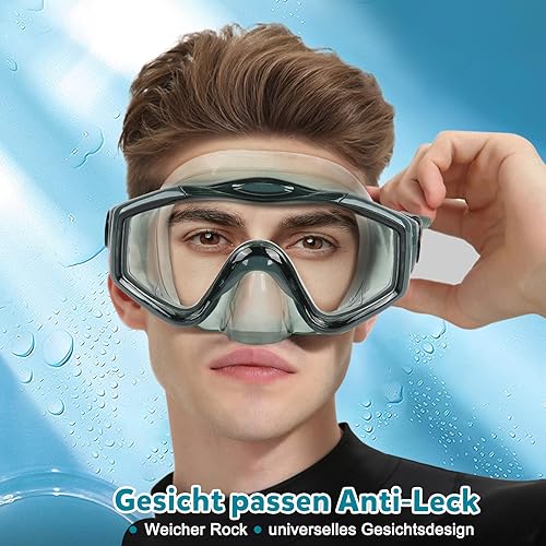 Miniatura 5 de KUYOU Aletas de máscara de buceo para adultos, máscara antivaho de visión amplia, juego de equipo de esnórquel superior seco completo