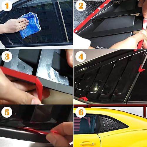 Miniatura 7 de Persianas de ventana trasera para Chevrolet Chevy Camaro 2010 2011 2012 2013 2014 2015 ABS parabrisas cubierta de parasol estilo Lambo negro mate