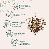 Vista 4 de Micro Ingredients Granos de pimienta arcoíris enteros orgánicos, 2 libras, granos de pimienta entera premium para recambio de molinillo Ideal