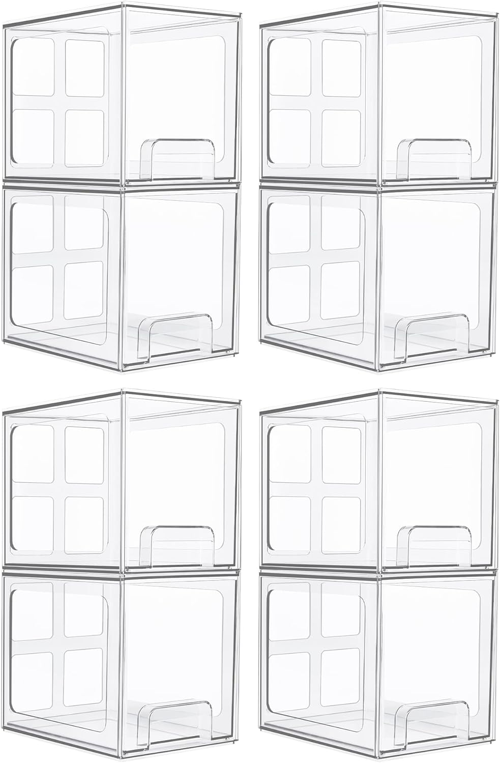 Vtopmart 8 Pack Stackable Under Sink Organizer Drawers, Clear Acrylic Storage Bins for Kitchen and Bathroom Cabinets, Baby Bottles, Cleaning Supplies, 6.6” Tall Space-Saving Drawer System Vtopmart 8 Pack Stackable Under Sink Organizer Drawers, Clear Acrylic Storage Bins for Kitchen and Bathroom Cabinets, Baby Bottles, Cleaning Supplies, 6.6” Tall Space-Saving Drawer System