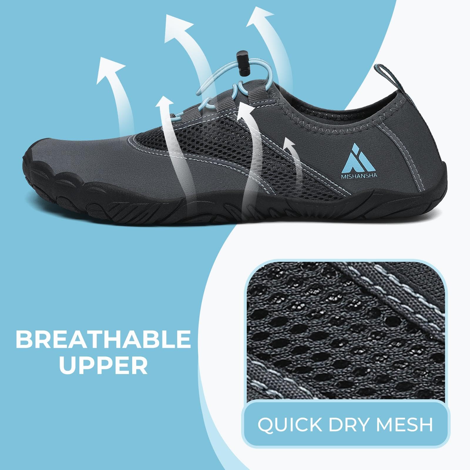 Mishansha Scarpe da Acqua Uomo Donna Traspirante Spiaggia Scarpe Asciugatura Rapida Scarpe da Immersione Gr.36-46