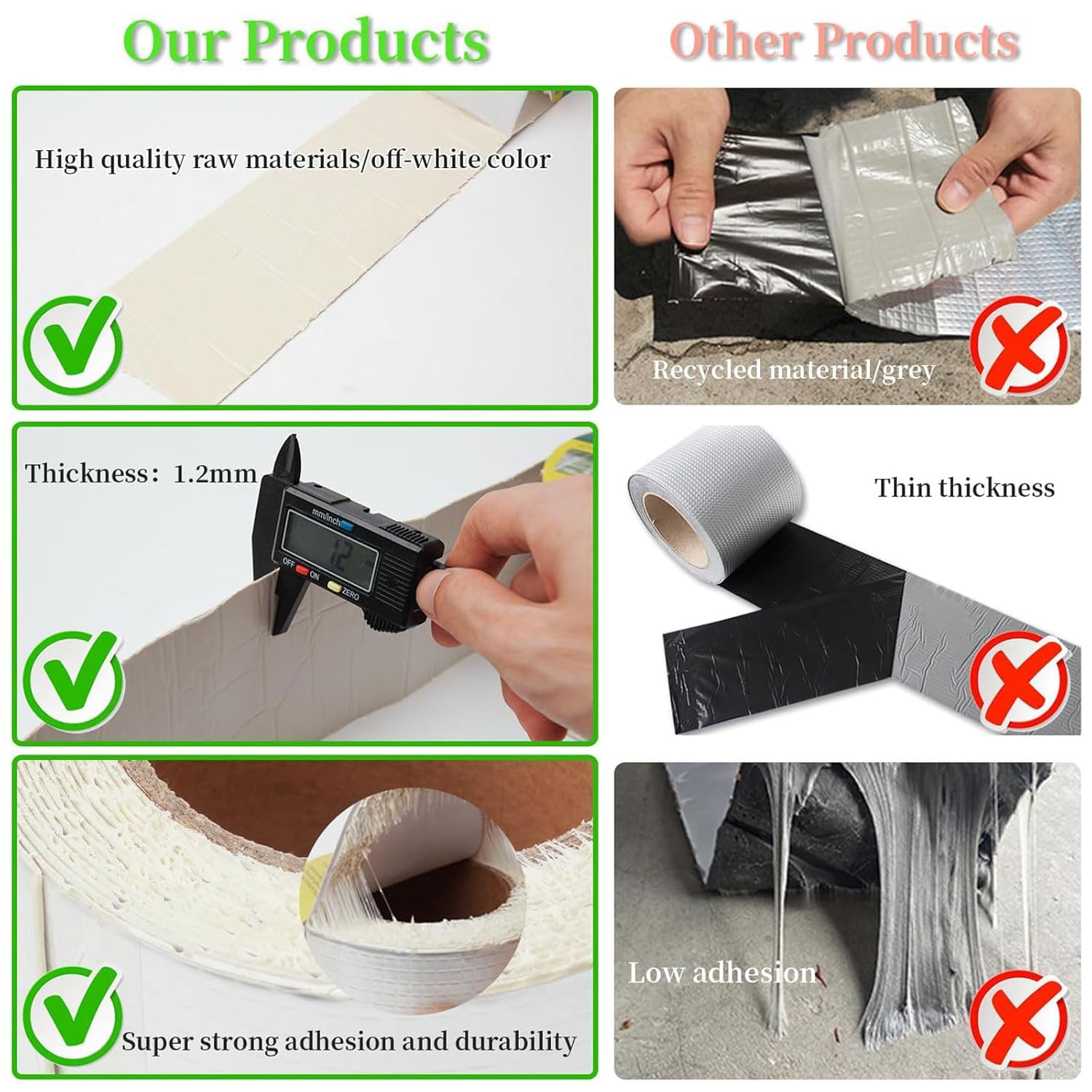 Cinta bituminosa Impermeable para reparación de techos, Cinta de Sellado de butilo de Aluminio autoadhesiva, Asfalto Modificado con SBS para tuberías/Metal/Fugas en techos/Sellado